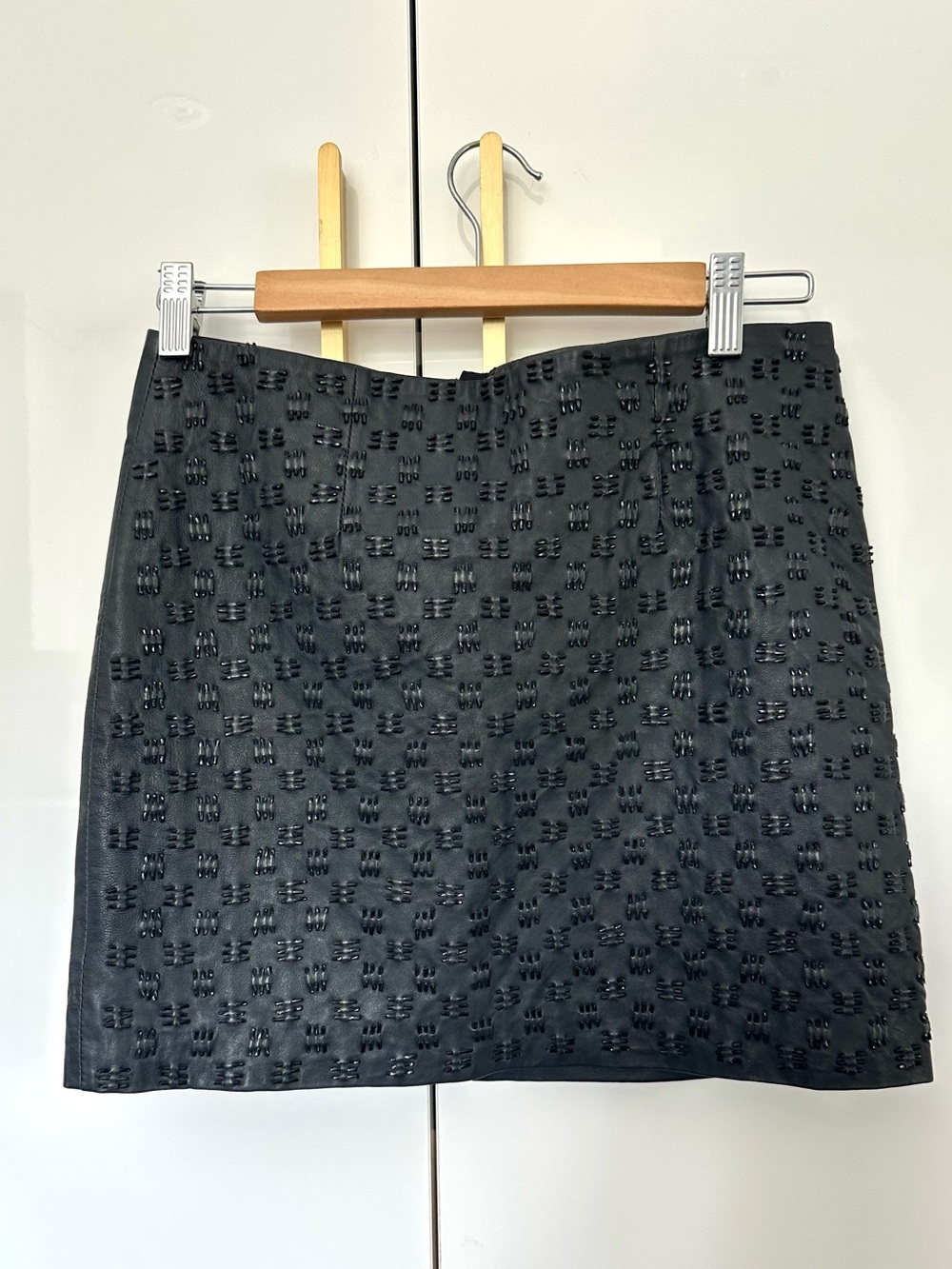 Andrew Marc x Richard Chai Black Leather Mini Skirt Size 0